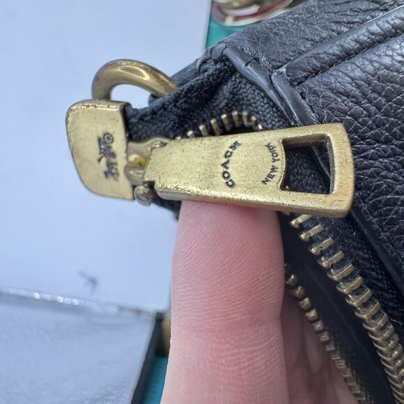 Coach Elle Black Pebble Leather Hobo Bag Large Carriage Shoulder Purse F31400 - Picture 12 of 16